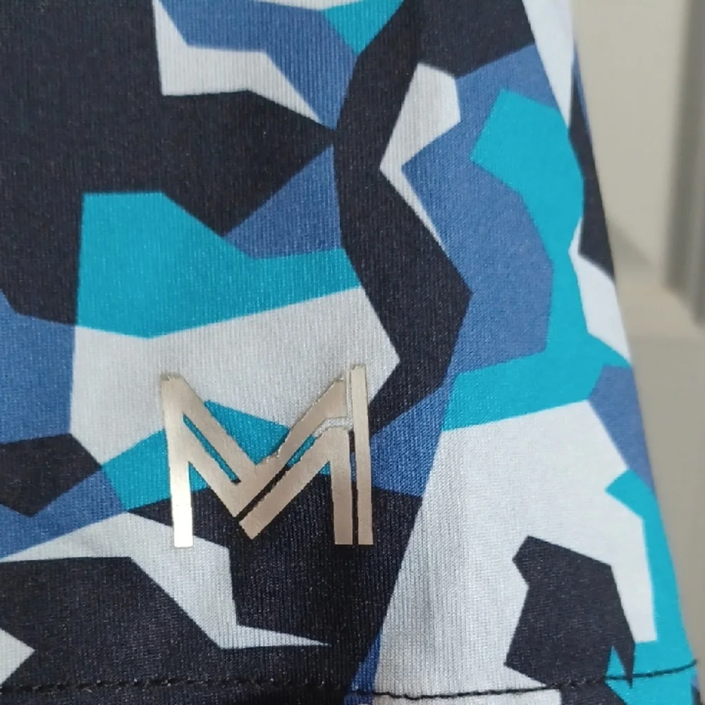 Men's Blue Camouflage Golf Polo Shirt, L - Picture 3 of 6